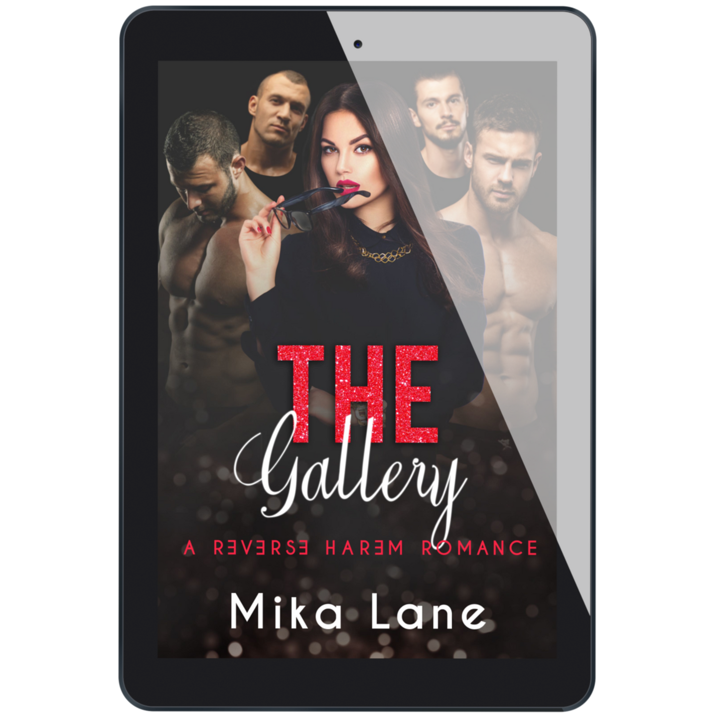 Book cover of 'The Gallery' by Mika Lane on a tablet screen