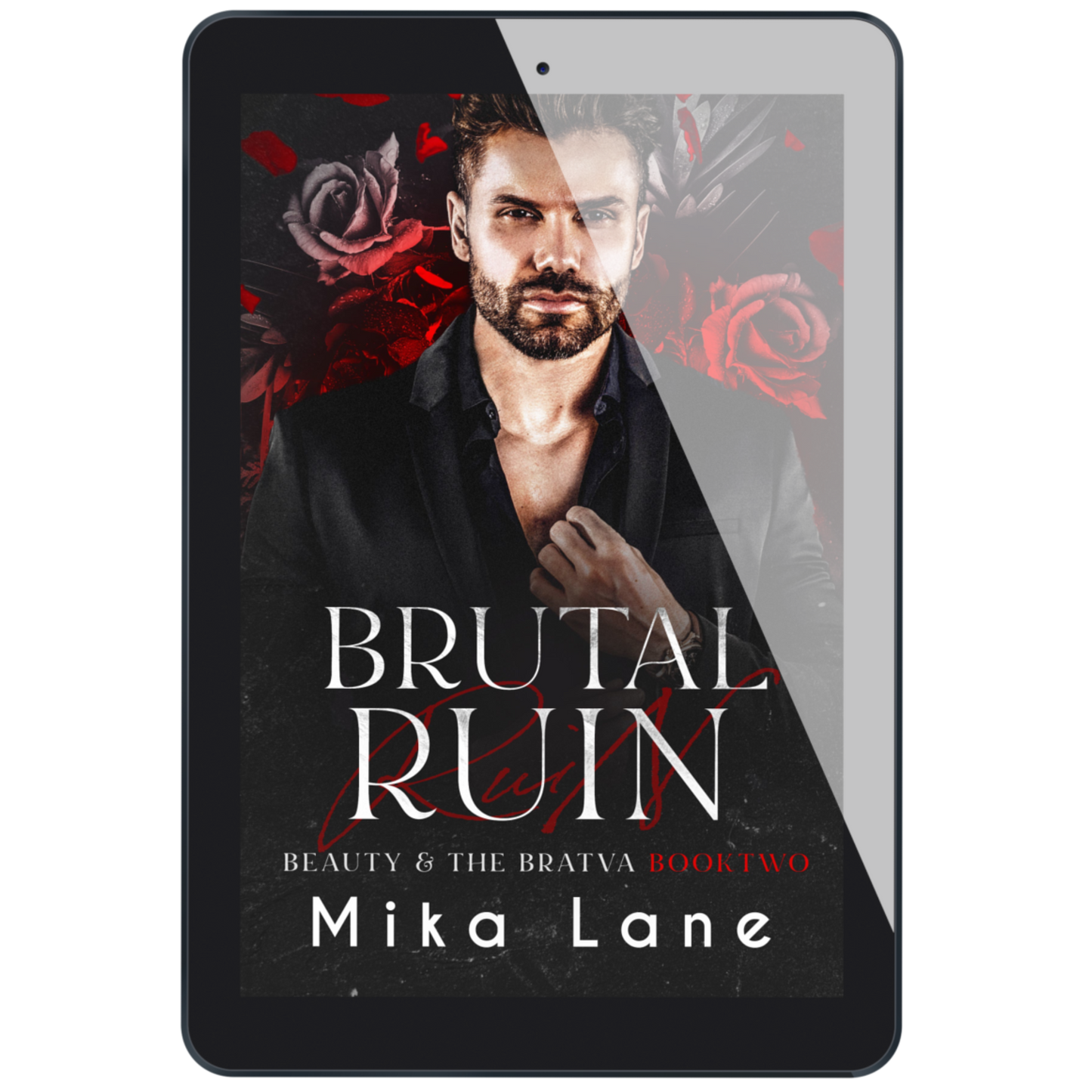 Ebook cover of 'Brutal Ruin' by Mika Lane on a tablet screen