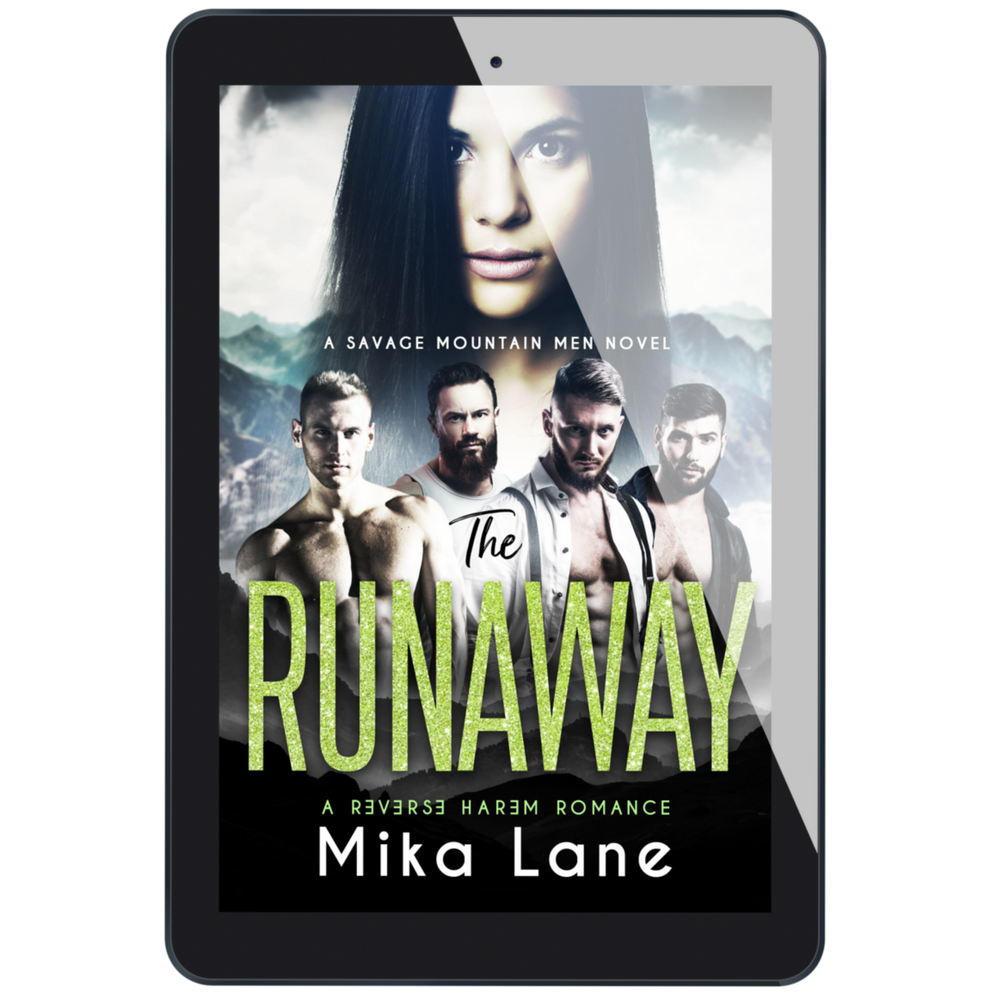 Ebook cover of 'The Runaway' by Mika Lane displayed on a tablet.