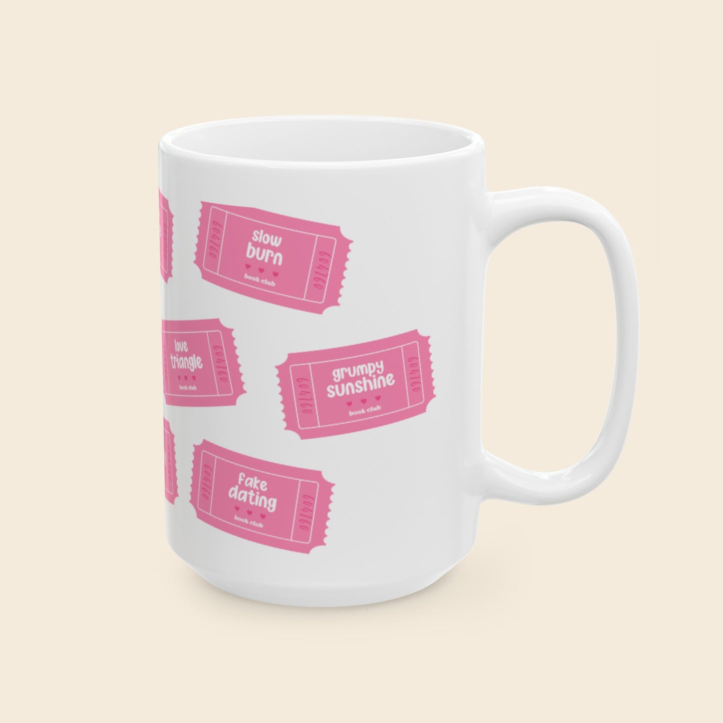 Romance Trope Tickets Mug, Large