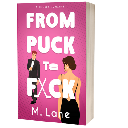 Book cover of 'From Puck to F*ck' with a pink background and illustrations of a man and woman.