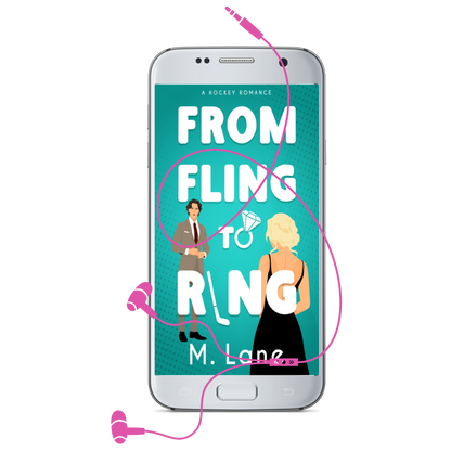 Phone with 'From Fling to Ring' book cover displayed on the screen