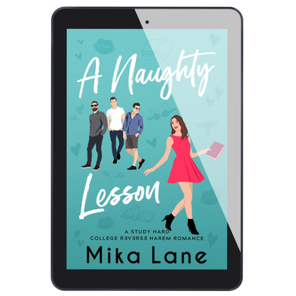 Ebook cover of 'A Naughty Lesson' by Mika Lane displayed on a tablet.