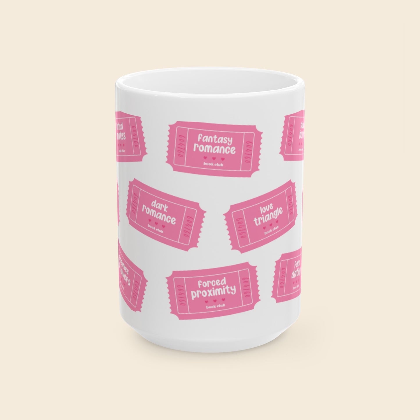 Romance Trope Tickets Mug, Large