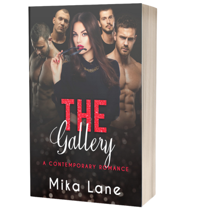 Book cover of 'The Gallery' by Mika Lane featuring a woman and four men.